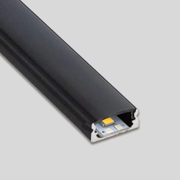 Perfil De Aluminio Adosado Negro Para Cinta Led