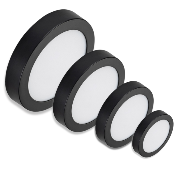 Panel Led 6W-12W-18W-24W P/Adosar y Empotrar Policarbonato Base Negra